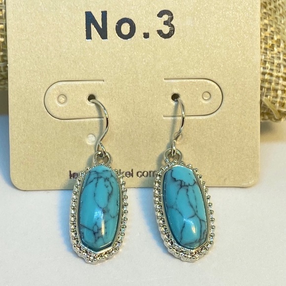 🌟SOLD🌟 Turquoise Drop Pendant Earrings Silver - Picture 3 of 3